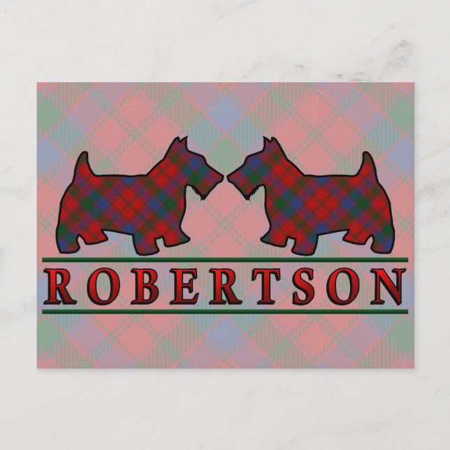 Clan Robertson Tartan Scottie Dogs Postcard (Front)