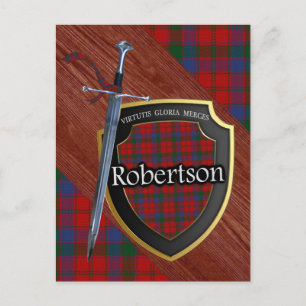 Clan Robertson Tartan Sword & Shield Postcard