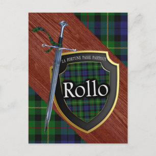 Clan Rollo Tartan Sword & Shield Postcard