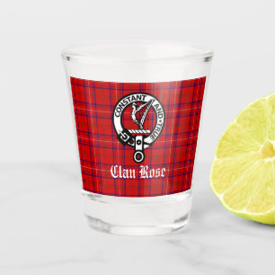 Clan Rose Crest Badge and Tartan Shot Glass