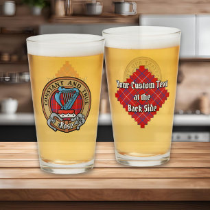 Clan Rose Crest over Tartan Glass