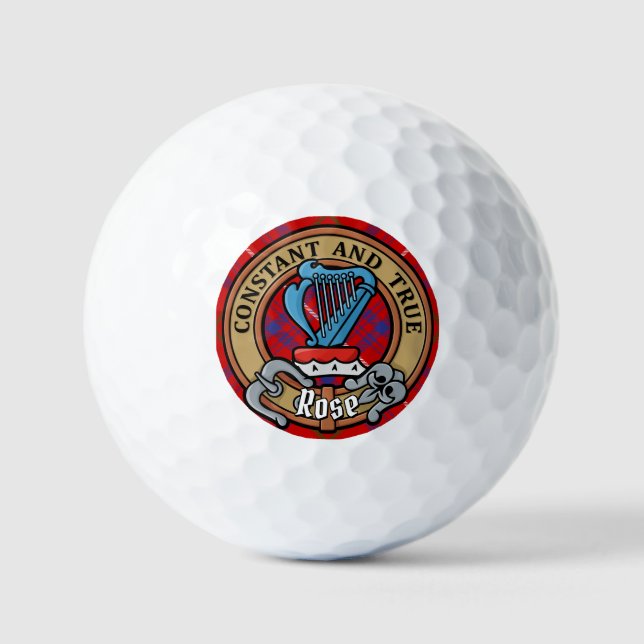 Clan Rose Crest over Tartan Golf Balls (Front)