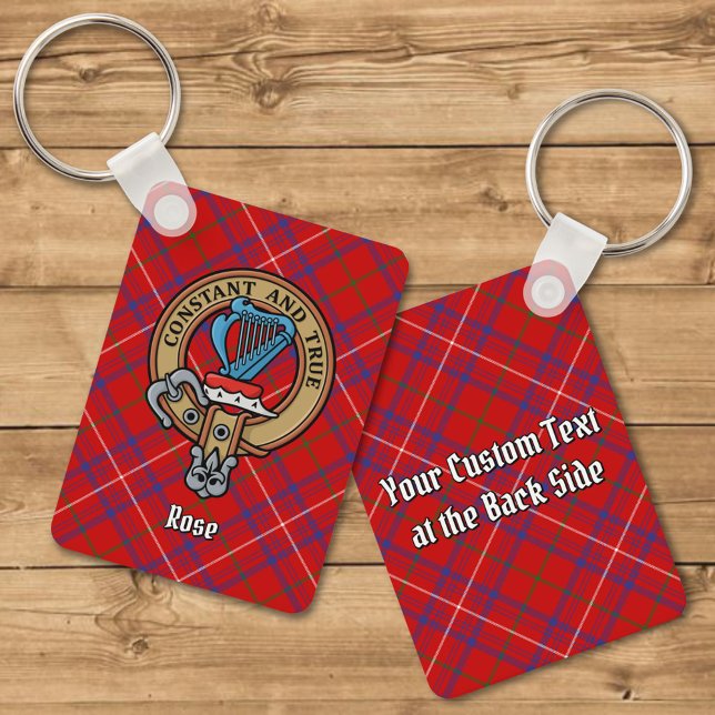 Clan Rose Crest over Tartan Key Ring (Creator Uploaded)