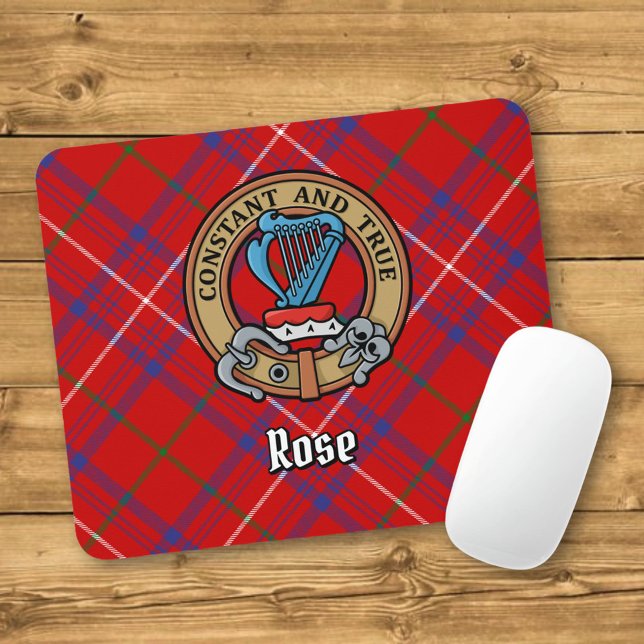 Clan Rose Crest over Tartan Mouse Mat (Creator Uploaded)