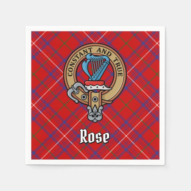 Clan Rose Crest over Tartan Napkin (Front)