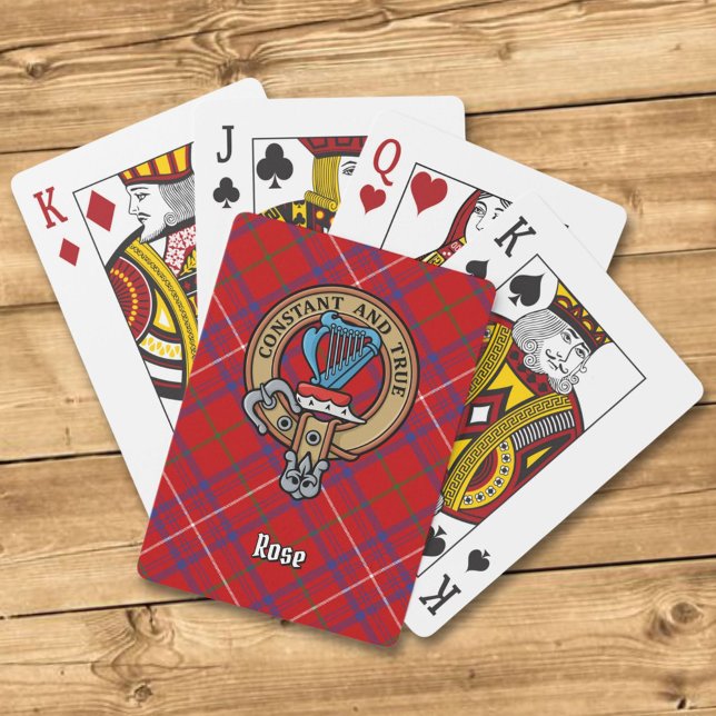 Clan Rose Crest over Tartan Playing Cards (Creator Uploaded)