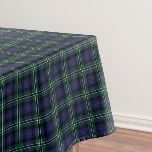 Clan Rose Dark Green and Blue Scottish Tartan Tablecloth (In Situ)