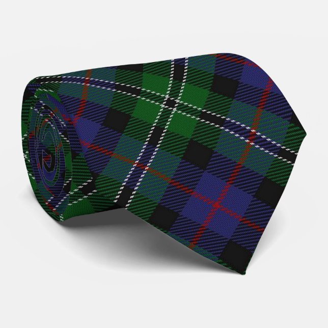 Clan Rose Hunting Tartan Letter R Monogram Tie (Rolled)