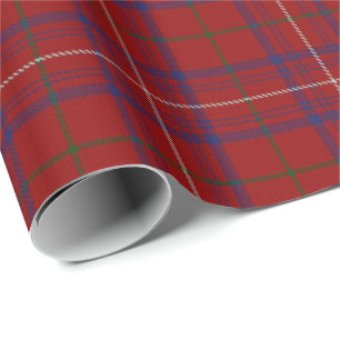 Clan Rose Modern Red Scottish Tartan Wrapping Paper