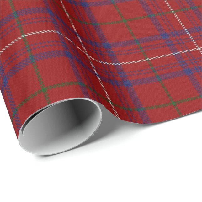 Clan Rose Modern Red Scottish Tartan Wrapping Paper (Roll Corner)