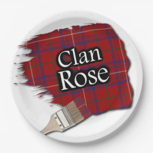 Clan Rose Scottish Tartan Paint Brush Paper Plate