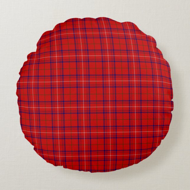 Clan Rose Tartan Plaid  Round Cushion (Front)