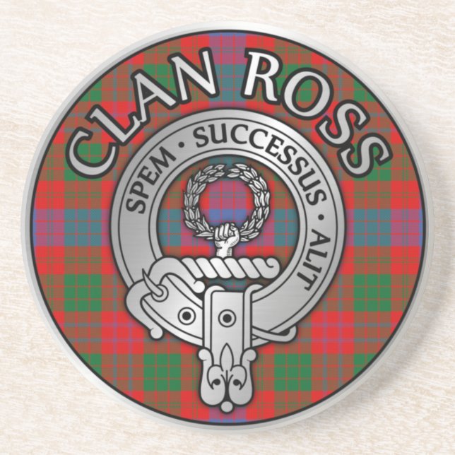 Clan Ross Crest & Tartan Knot Coaster (Front)
