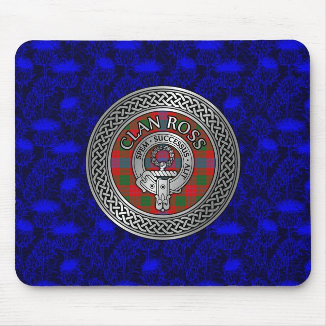 Clan Ross Crest & Tartan Knot Mouse Mat (Front)