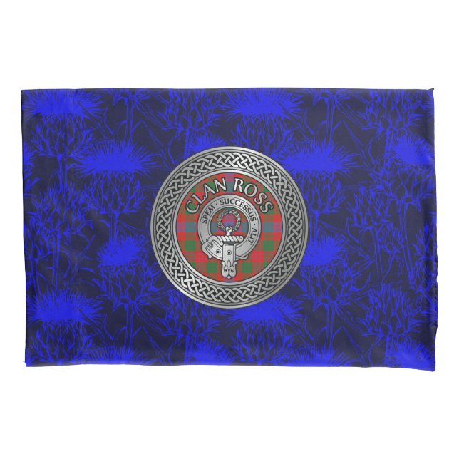 Clan Ross Crest & Tartan Knot Pillowcase (Front)