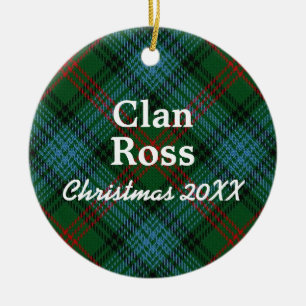 Clan Ross Scottish Tartan Ceramic Tree Decoration
