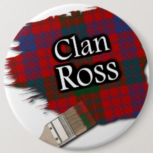 Clan Ross Tartan Paint Brush 6 Cm Round Badge