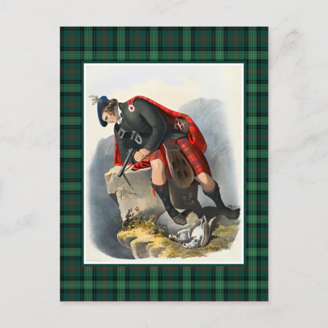 Clan Ross Vintage Illustration Tartan Frame Postcard (Front)