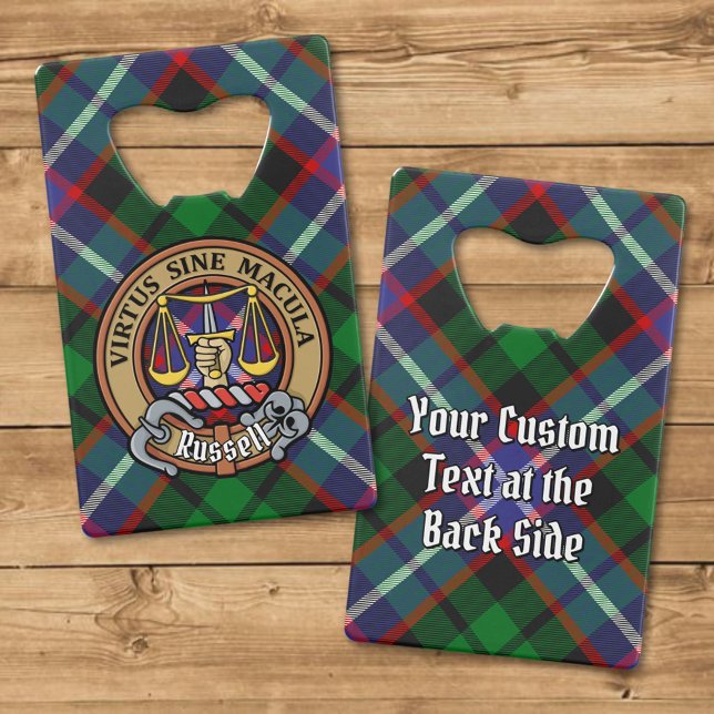 Clan Russell Crest over Tartan (Creator Uploaded)