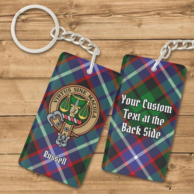 Clan Russell Crest over Tartan Key Ring (Creator Uploaded)
