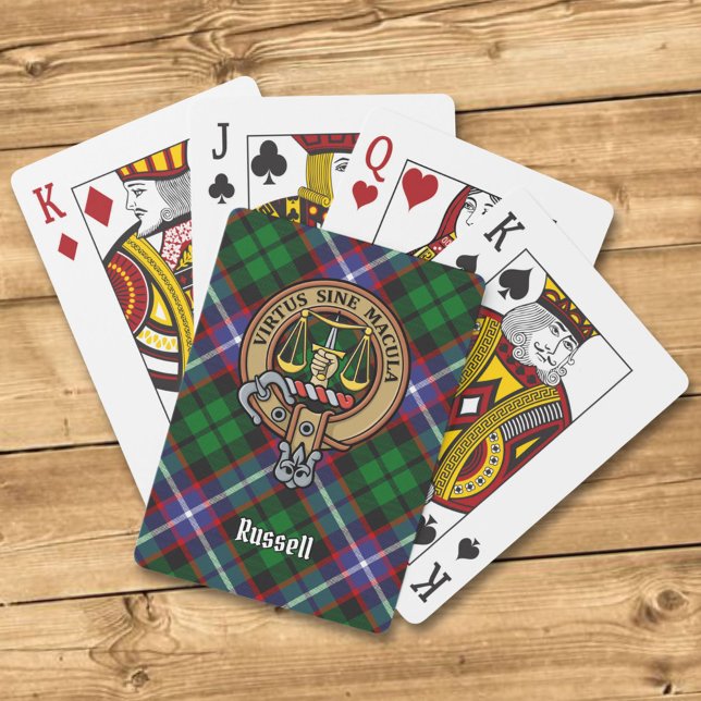 Clan Russell Crest over Tartan Playing Cards (Creator Uploaded)