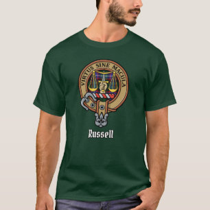 Clan Russell Crest over Tartan T-Shirt