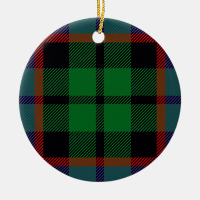 Clan Russell Tartan Ceramic Tree Decoration (Front)