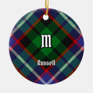 Clan Russell Tartan Ceramic Tree Decoration