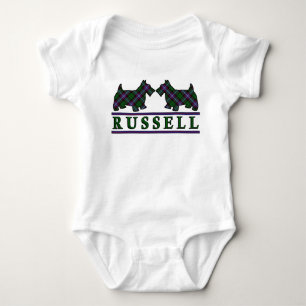Clan Russell Tartan Scottie Dogs Baby Bodysuit
