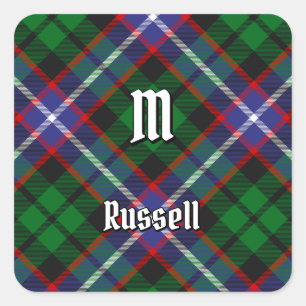 Clan Russell Tartan Square Sticker
