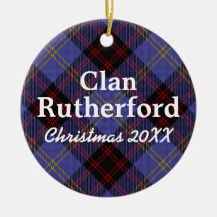 Clan Rutherford Scottish Tartan Ceramic Tree Decoration