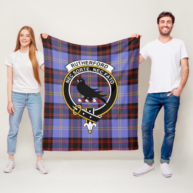 Clan Rutherford Tartan Plaid Fleece Blanket (In Situ)