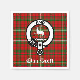 Clan Scott Crest Badge and Tartan Napkin