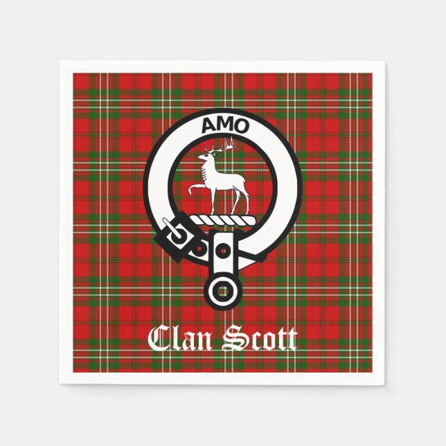 Clan Scott Crest Badge and Tartan Napkin (Front)