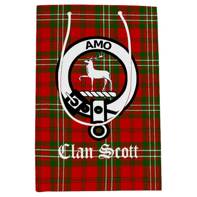 Clan Scott Crest Badge & Tartan Medium Gift Bag (Front)