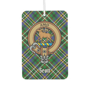 Clan Scott Crest over Green Tartan Air Freshener