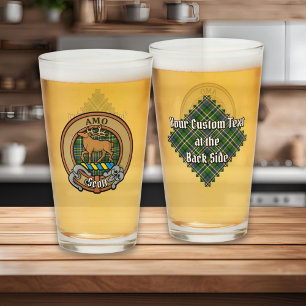 Clan Scott Crest over Green Tartan Glass
