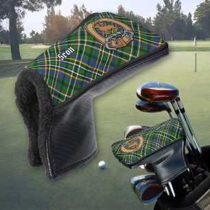 Clan Scott Crest over Green Tartan Golf Head Cover