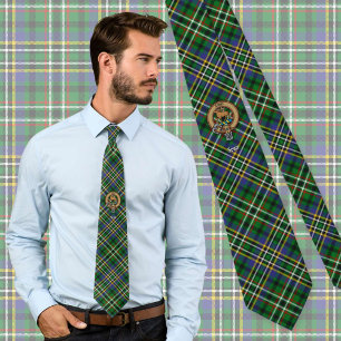 Clan Scott Crest over Green Tartan Tie