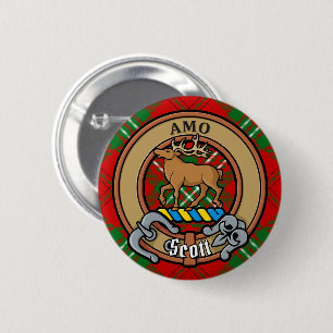 Clan Scott Crest over Red Tartan 6 Cm Round Badge