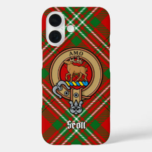 Clan Scott Crest over Red Tartan iPhone Case