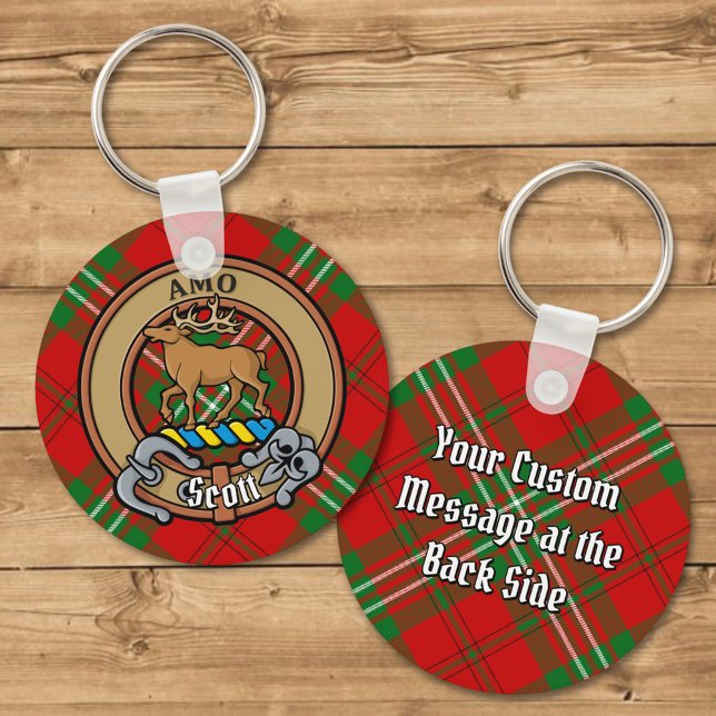 Clan Scott Crest over Red Tartan Key Ring (Creator Uploaded)