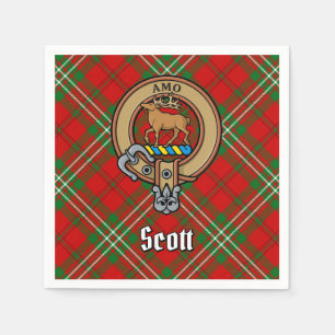 Clan Scott Crest over Red Tartan Napkin