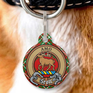 Clan Scott Crest over Red Tartan Pet Tag
