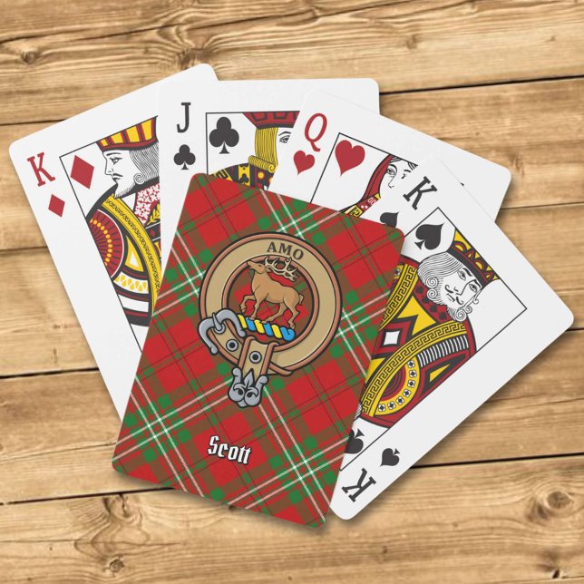 Clan Scott Crest over Red Tartan Playing Cards (Creator Uploaded)