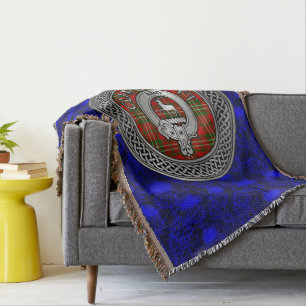 Clan Scott Crest & Tartan Knot on Thistle Throw Blanket