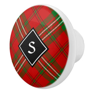 Clan Scott Red Tartan Ceramic Knob