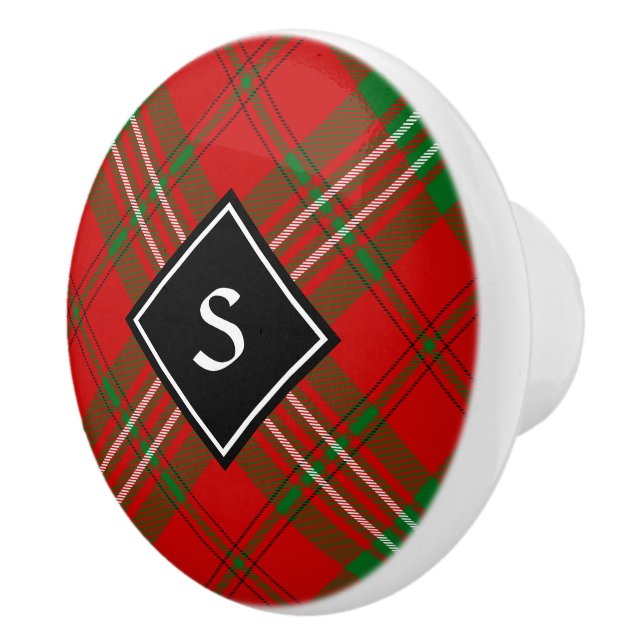 Clan Scott Red Tartan Ceramic Knob (Right)