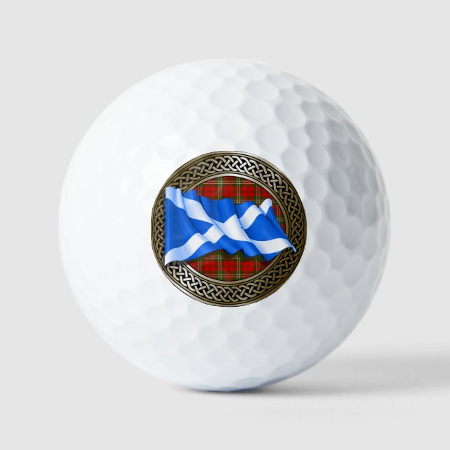Clan Scott Tartan Knot & Flag Golf Balls (Front)