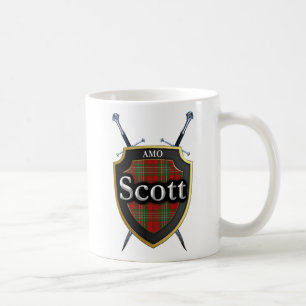 Clan Scott Tartan Shield and Swords Coffee Mug